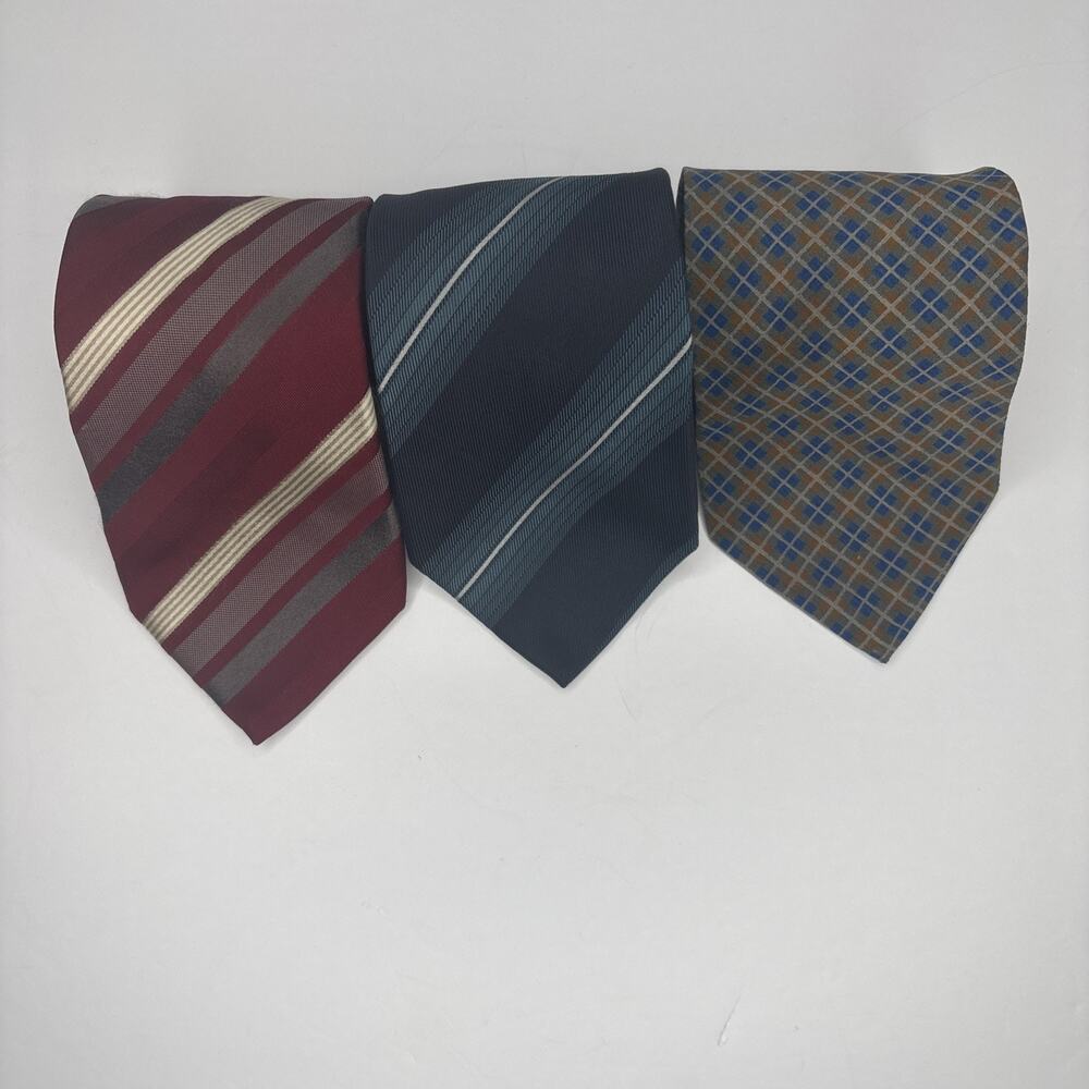 Vintage Lot 3 Giorgio Armani Designer Luxury Ties Geometric Pattern Italy Read